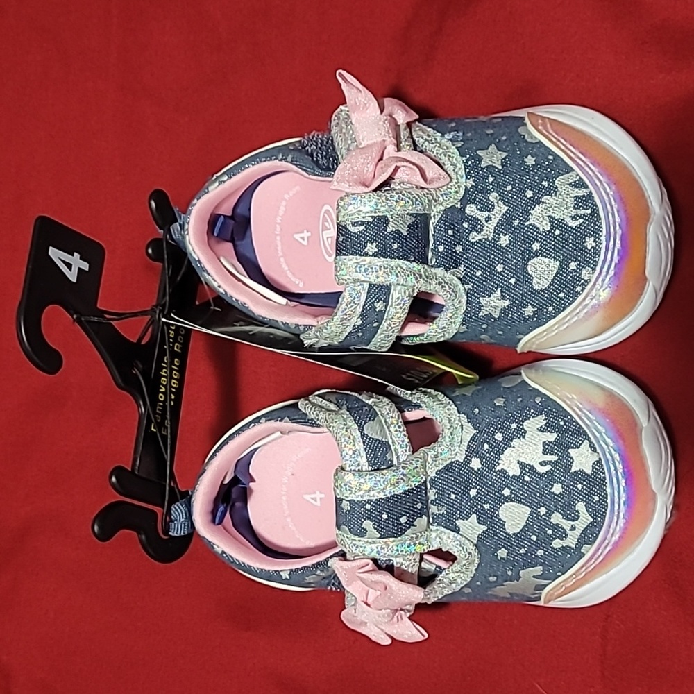 Toddler size 4 pink and blue unicorn shoes